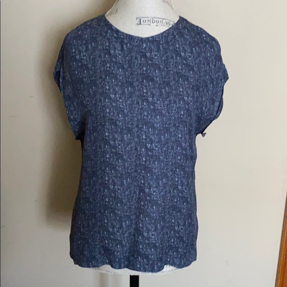 Theory Blue Printed Blouse sz M
